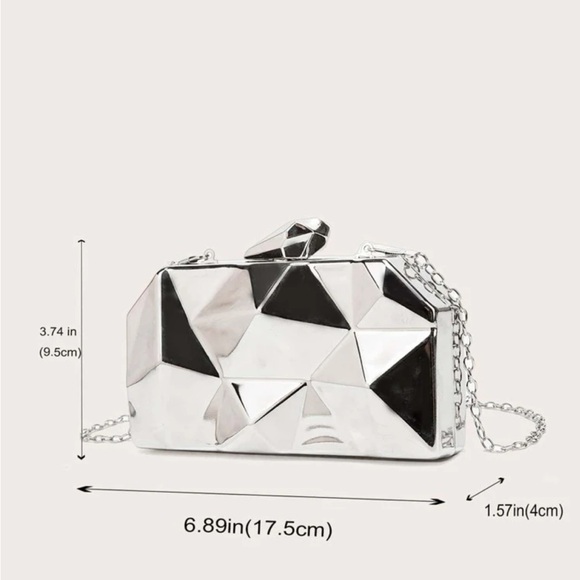 Glitter Bling,Shiny Glamorous,Elegant,Exquisite Mini Metallic Box Bag, - Picture 7 of 7